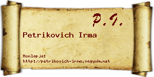 Petrikovich Irma névjegykártya