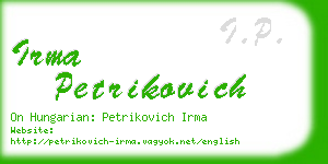 irma petrikovich business card